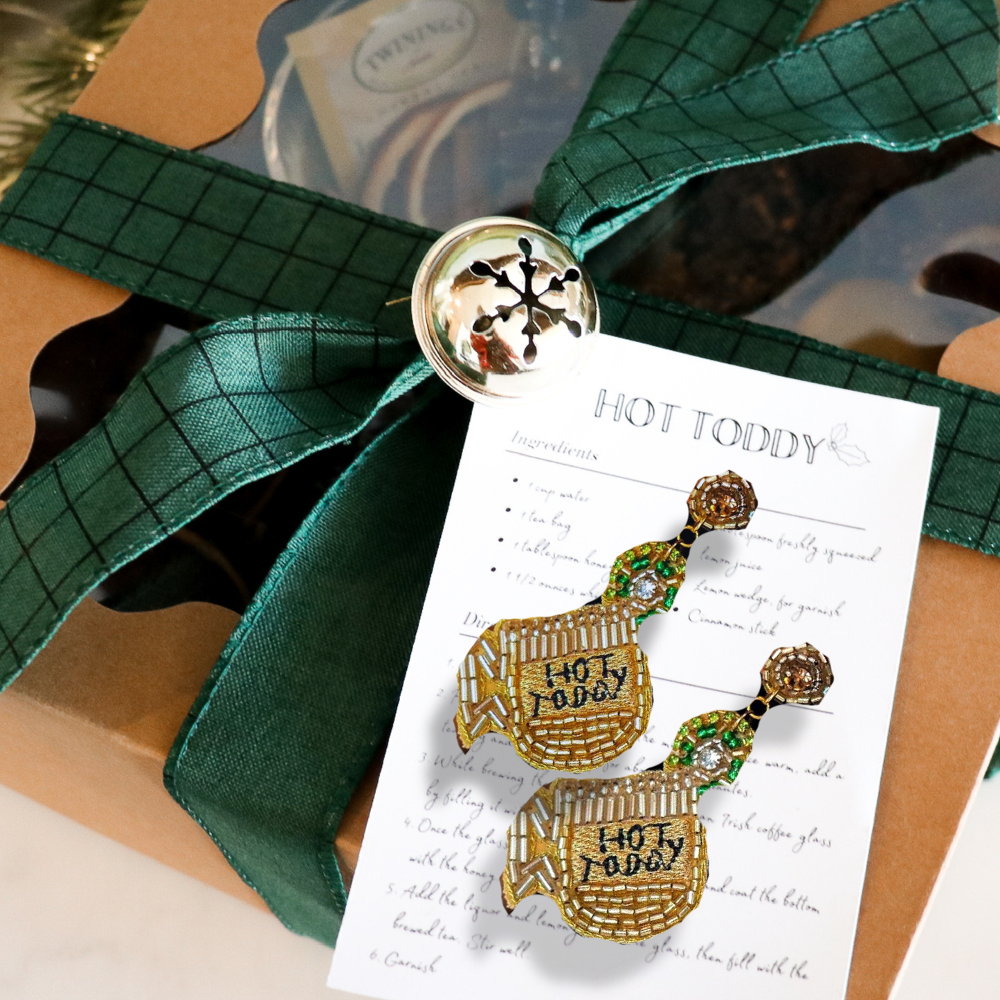 Hot Toddy Mug Glass Seed Beaded Earrings