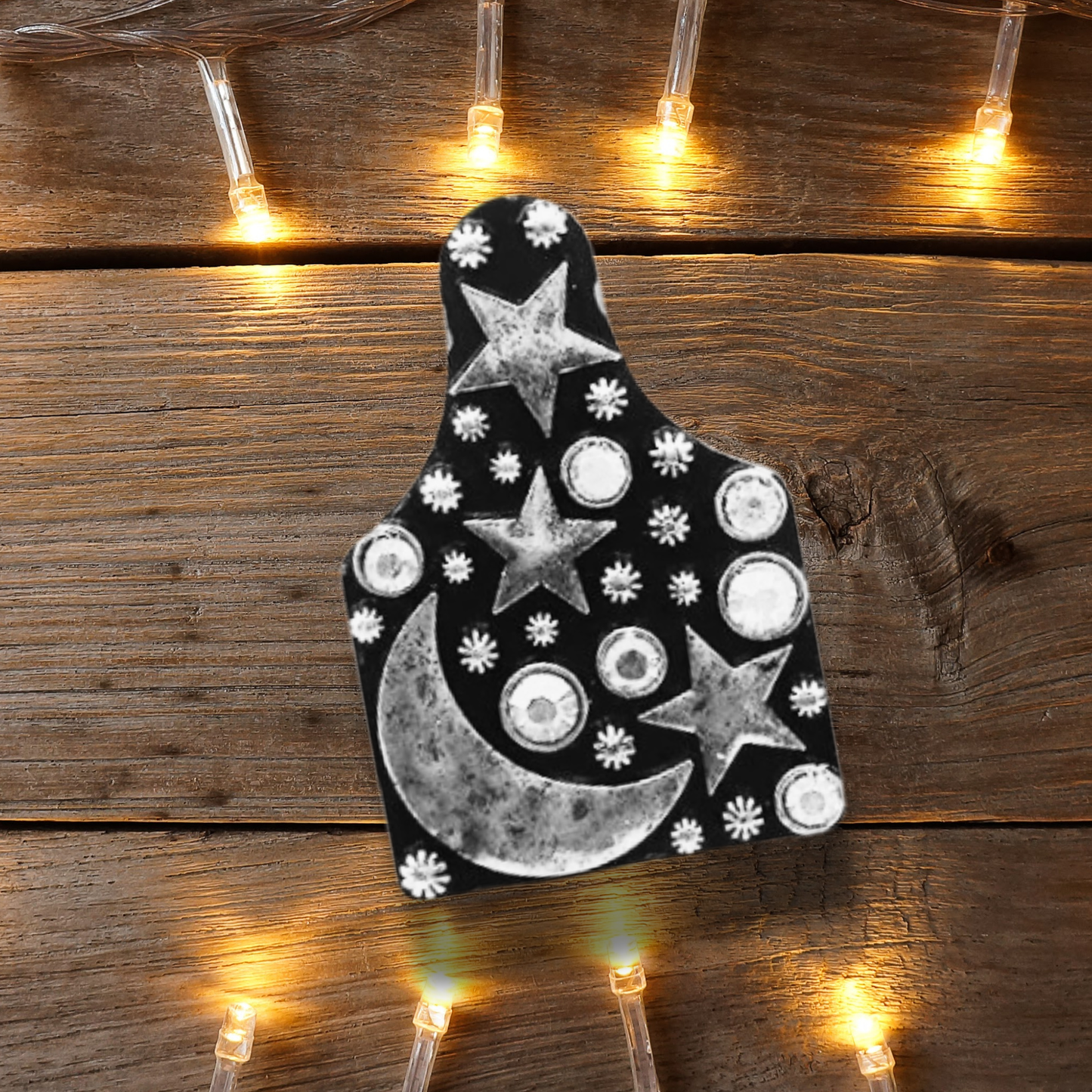 Starry Night Silver Moon Cuff Ring