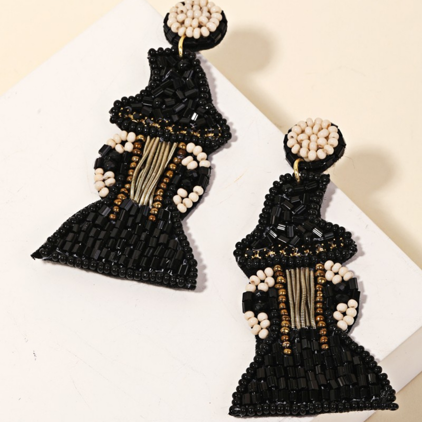 Halloween Witch Theme Glass Seed Beaded Earrings