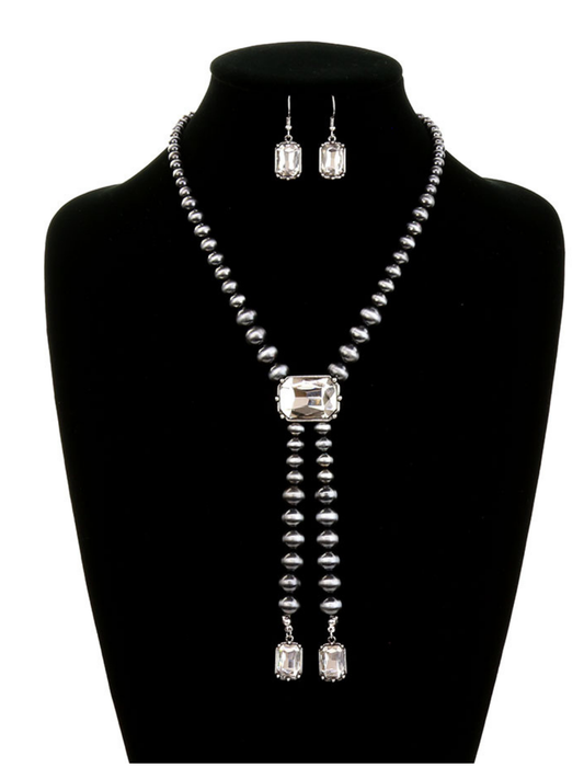 Navajo Beaded Crystal Necklace Earrings Set