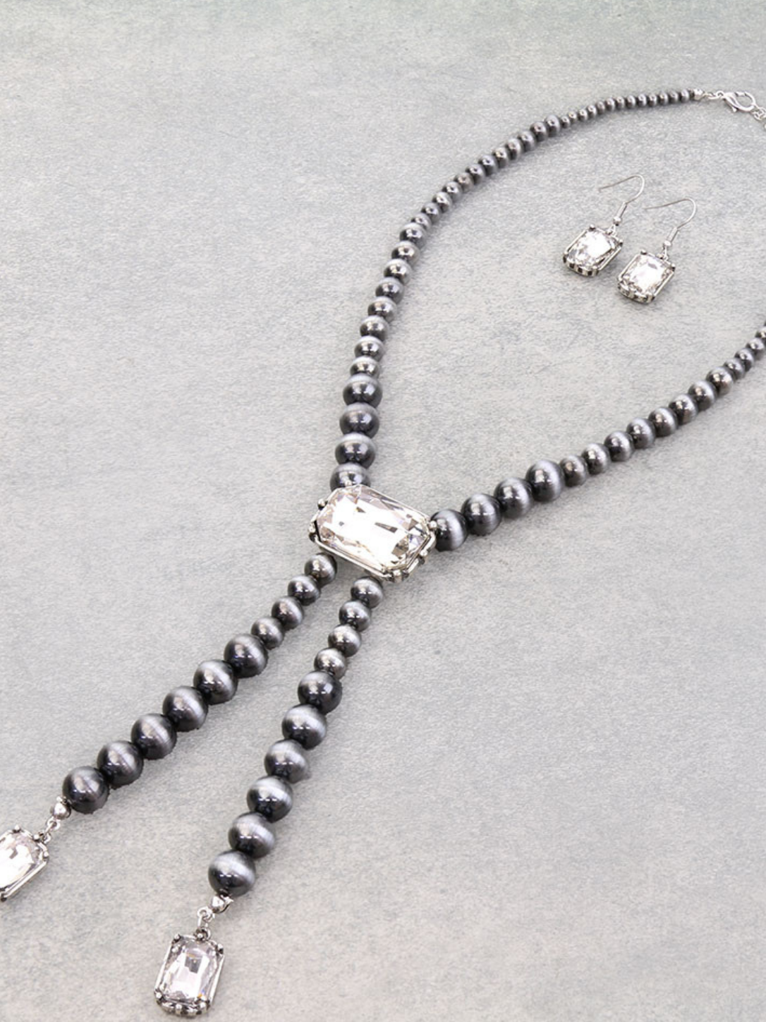 Navajo Beaded Crystal Necklace Earrings Set