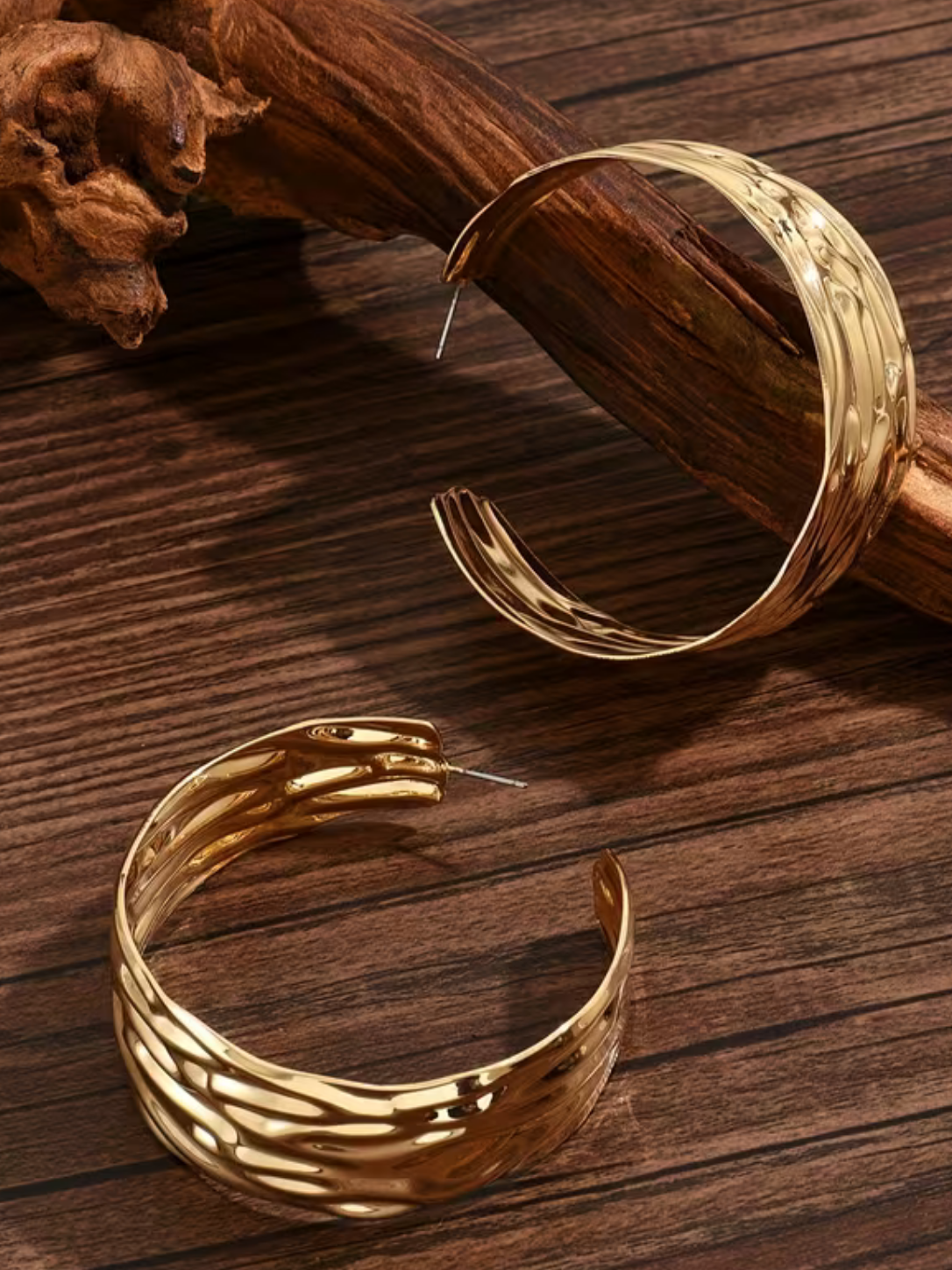 Swirl Design Bold Gold Statement Hoop Earrings