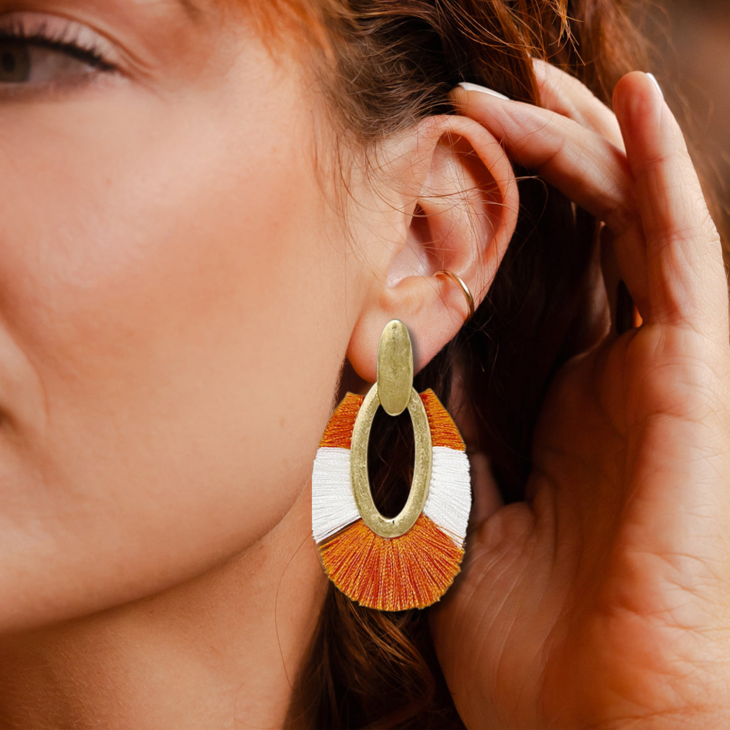 Tennessee Vols Football Team Gameday Oval Fringe Earrings
