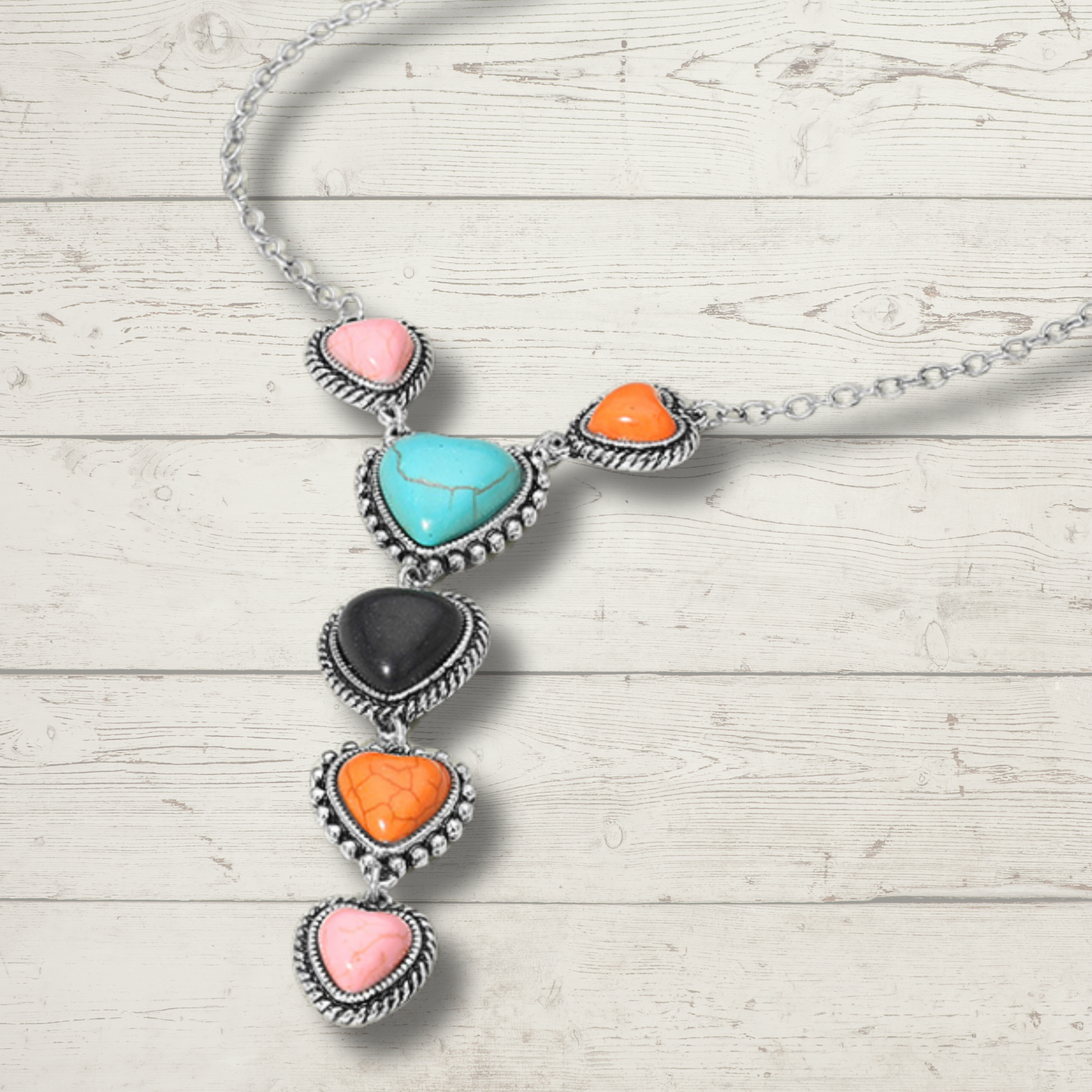 Hearts of 3 Western Stone Necklace