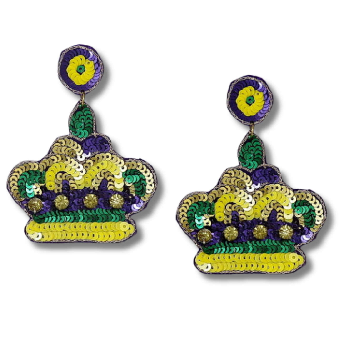 Mardi Gras Party Crown Sequin New Orleans Earrings