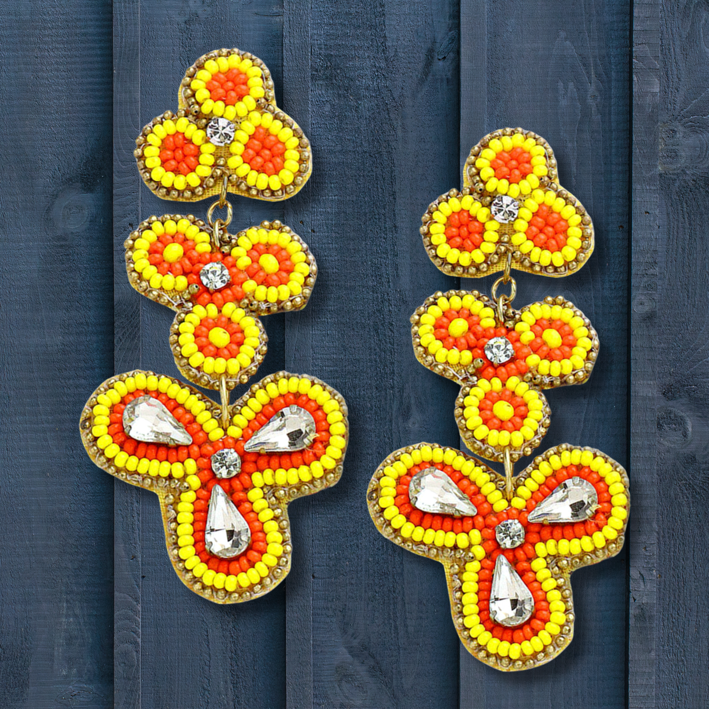 Deepa Gurnani Boho Chandelier Seed Beaded Crystal Earrings