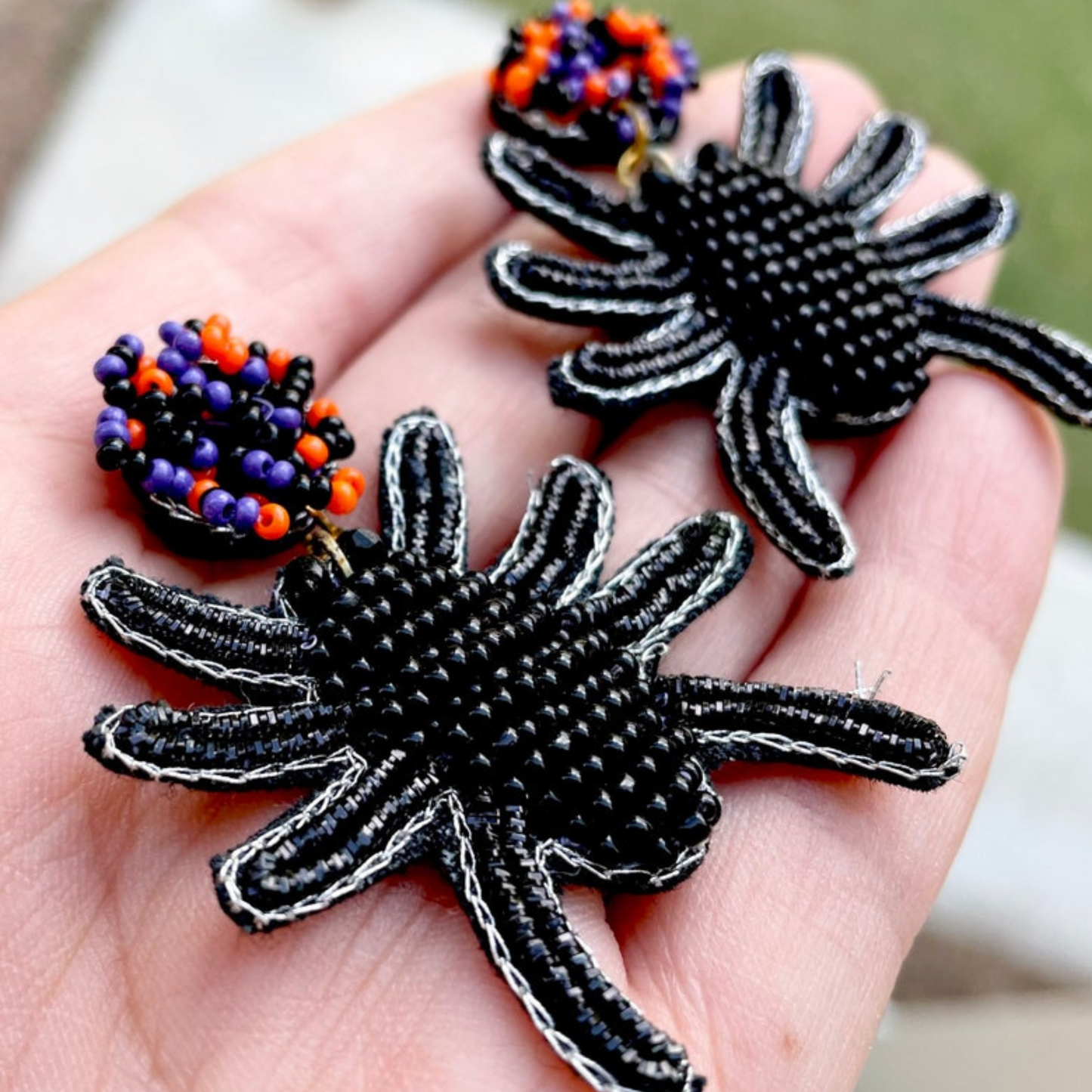 Halloween Goth Black Widow Spider Beaded Party Gift Earrings