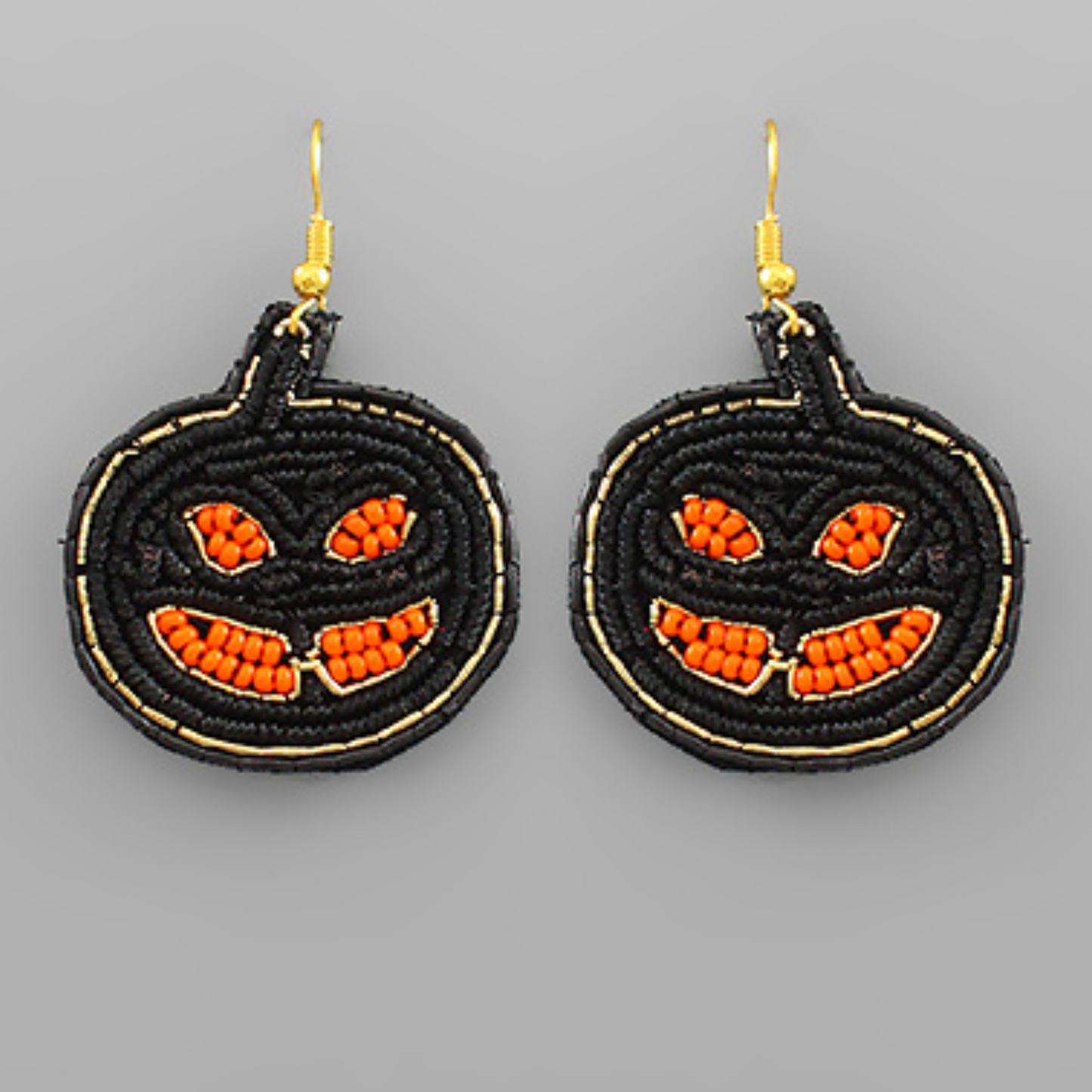 Jack-O-Lantern Pumpkin Halloween Beaded Earrings