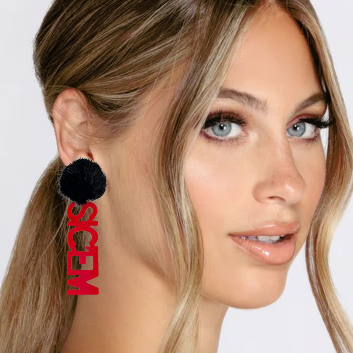 UGA SicEm Pom-Pom Football Team Word Earrings
