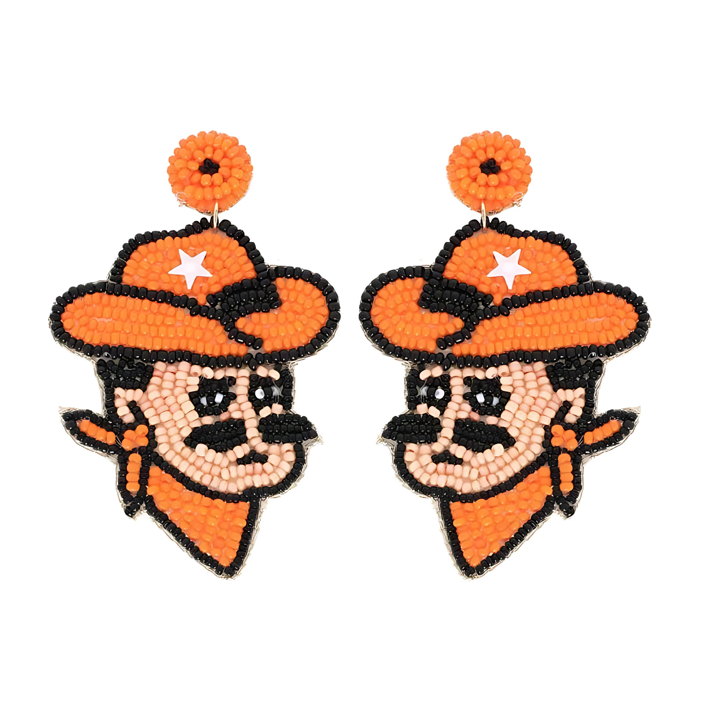 Oklahoma State Football Seed Beaded Pistol Pete Mascot Earrings