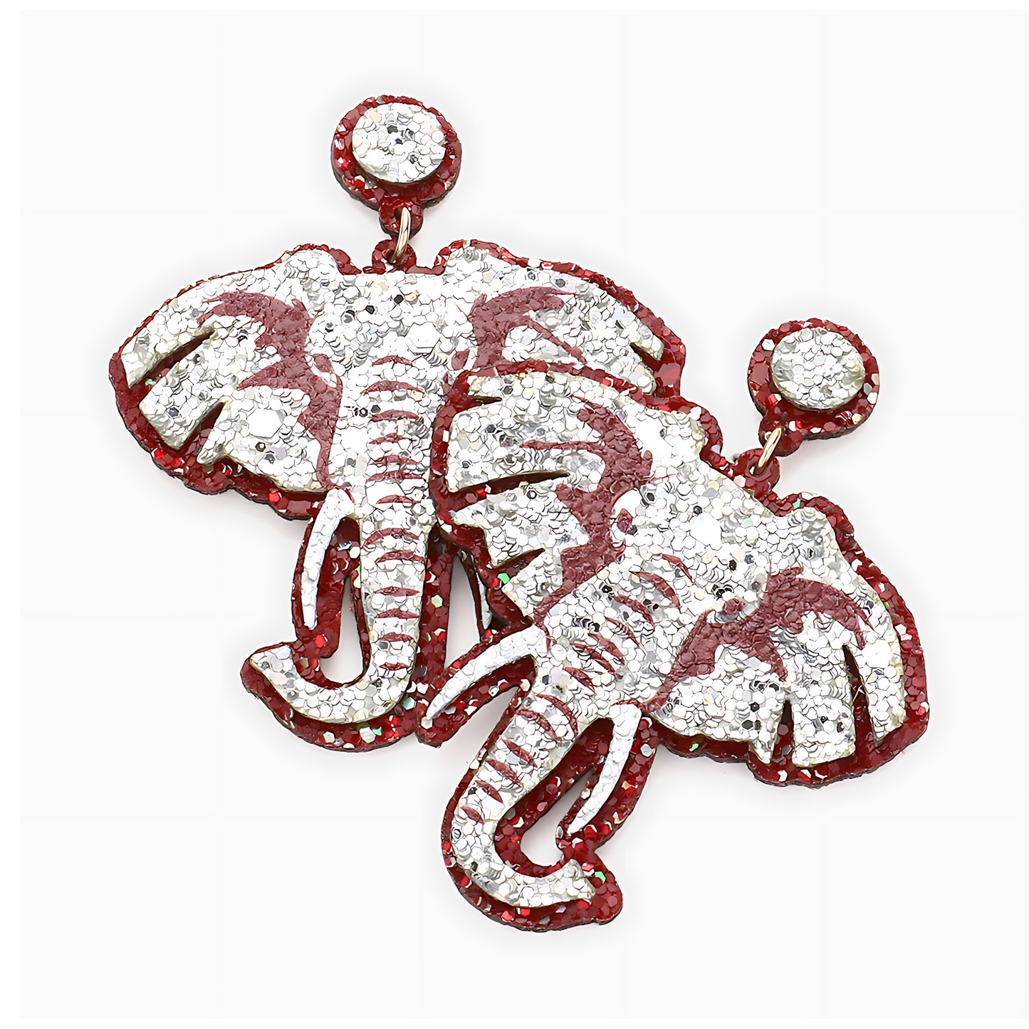 University Alabama Football Glitter Bling Elephant Earrings