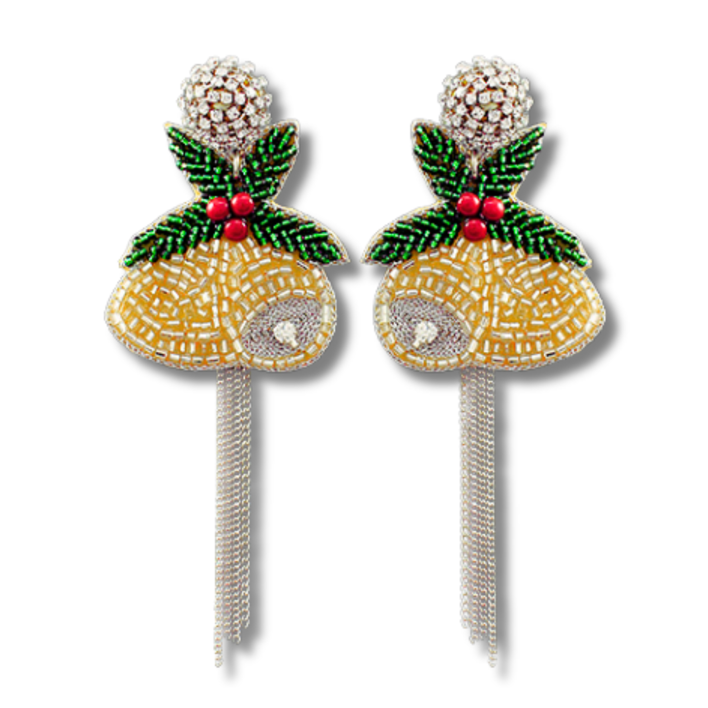 Ring My Bell Christmas Festive Seed Bead Chain Earrings