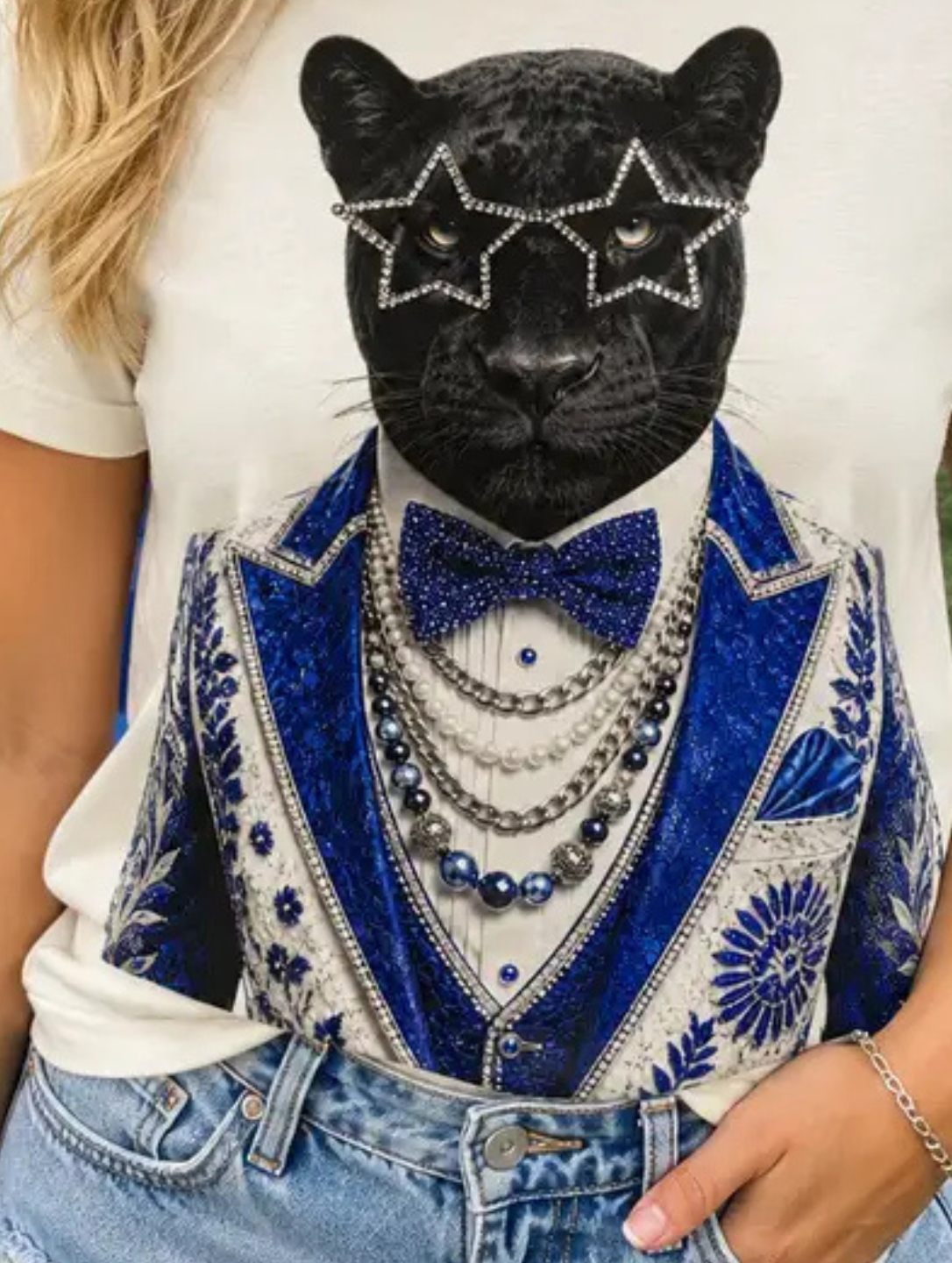 Football Black Panther Team Mascot Crystal Gameday T-Shirt