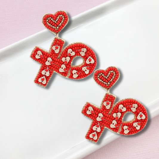 VALENTINE'S DAY XO Hugs & Kisses Beaded Earrings