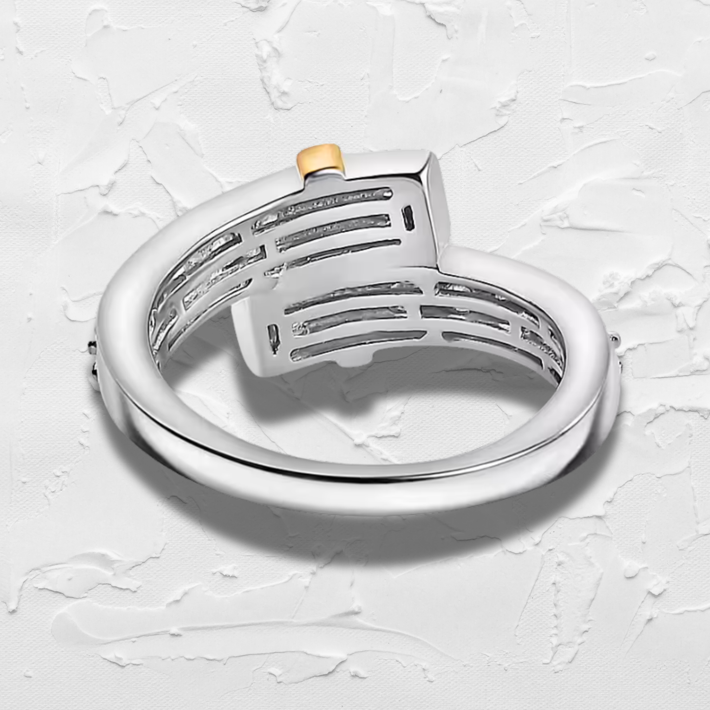 Lovingly Bound CZ Silver Gold Bypass Ring