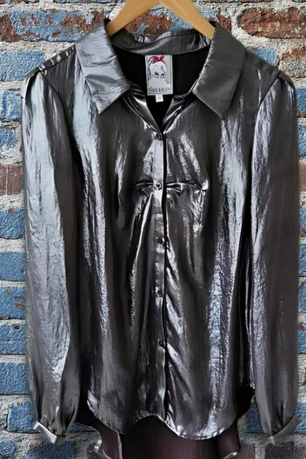 Designer Yoana Baraschi Silver Metallic Blouse