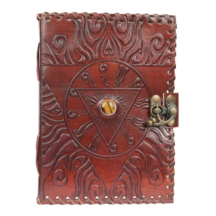 Evil Eye Art Carved Leather Blank Manifest Journal
