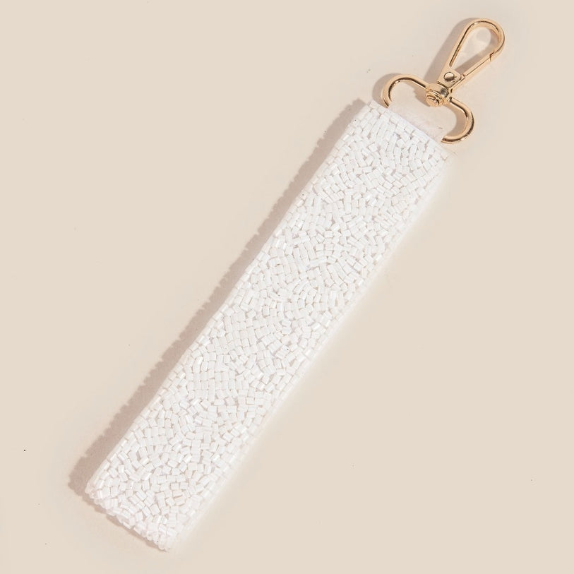 Evil Eye Seed Beaded Crystal Lanyard Keychain