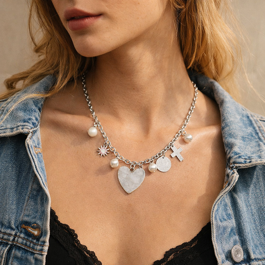 Love and Faith Pearl Charm Necklace