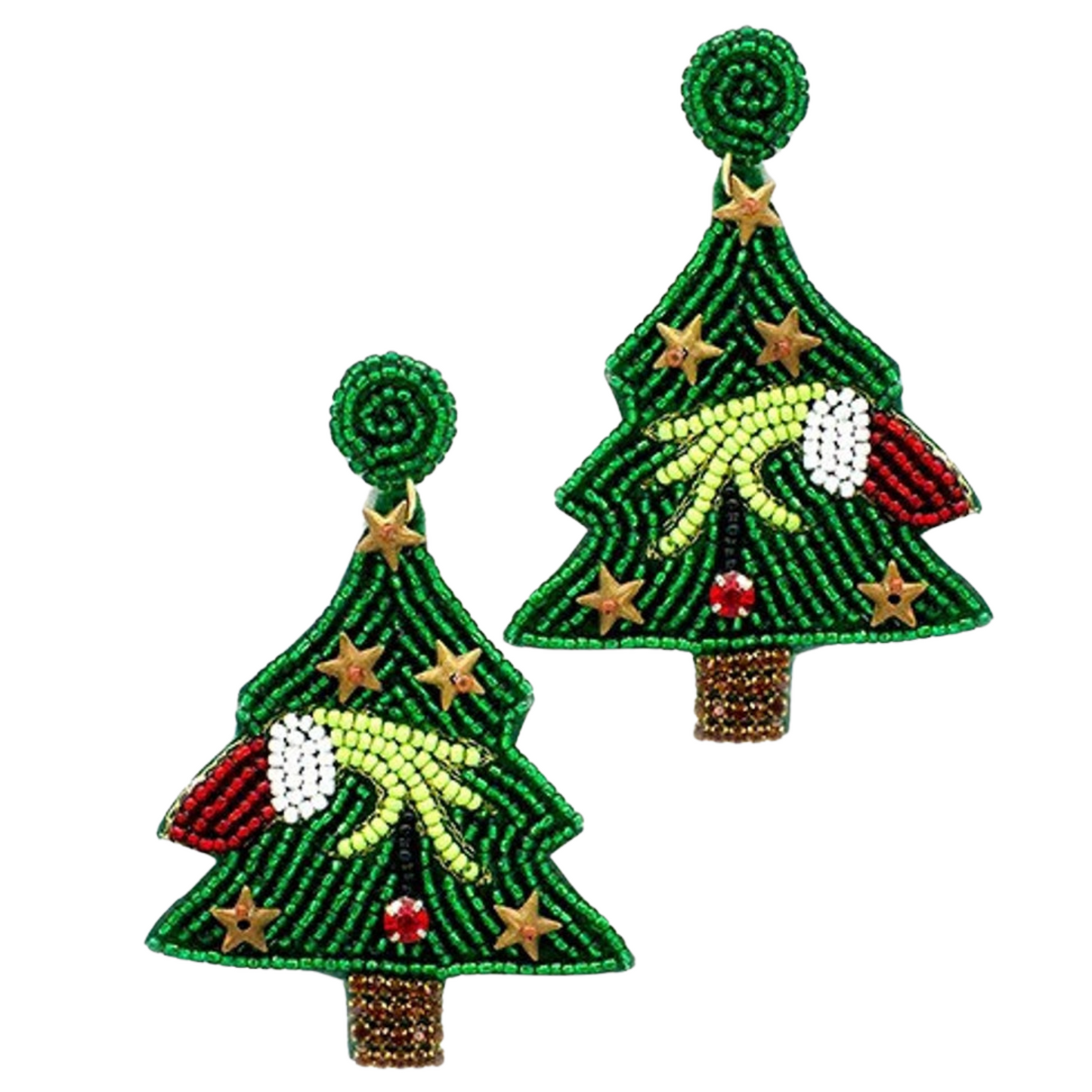 Christmas Tree THE GRINCH Beaded Earrings