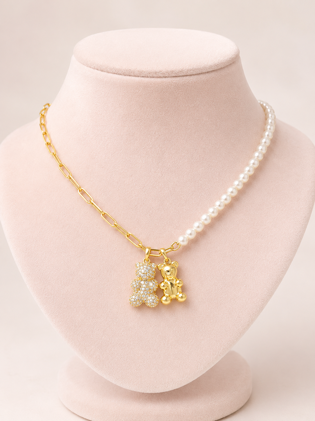 Gummy Bear Duo Beaded Pendant Necklace