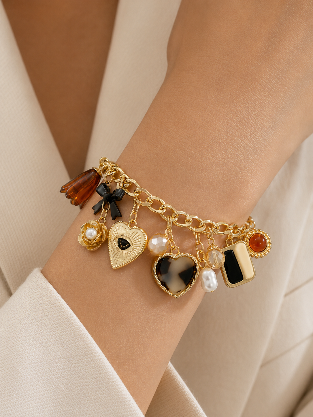 Protect My Heart Gold Link Charm Bracelet