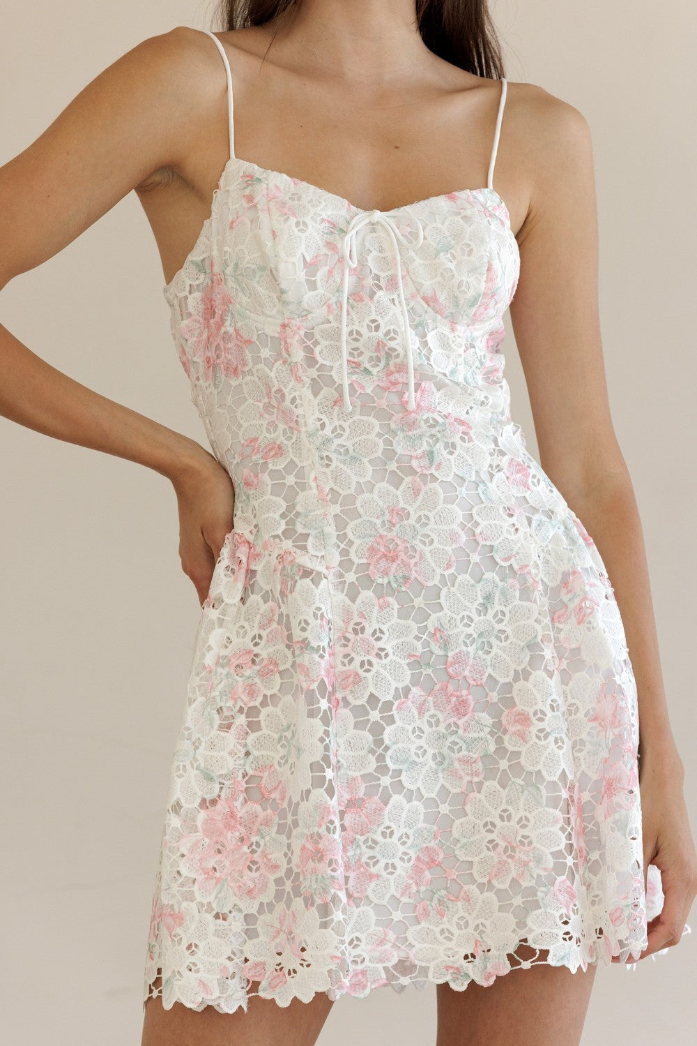 Cherry Blossom White Lace Mini Dress