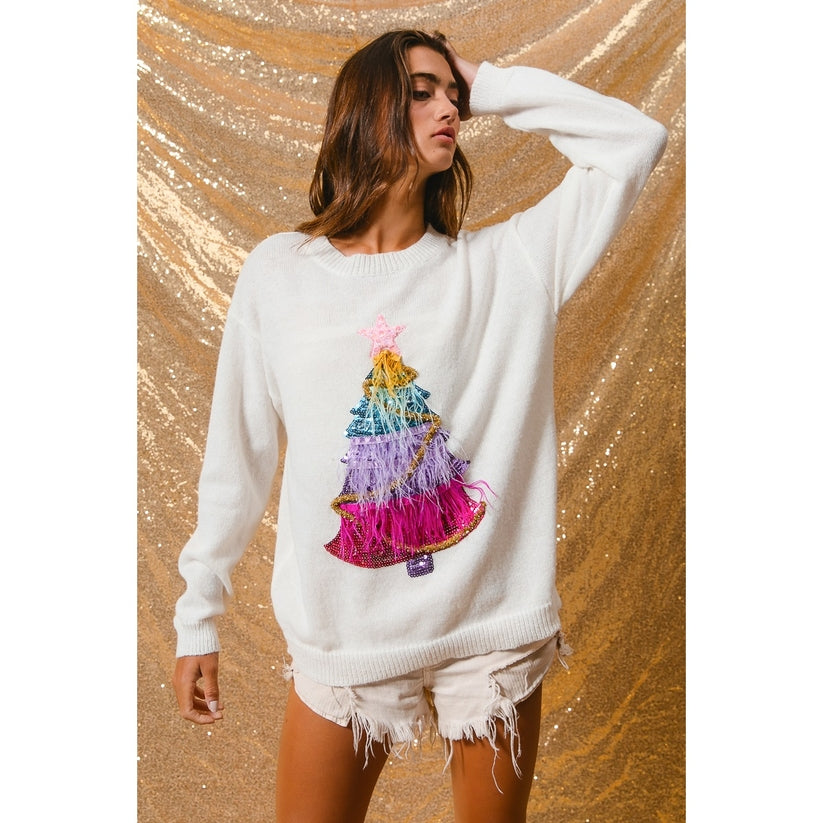 Top de punto de Navidad con árbol de espumillón