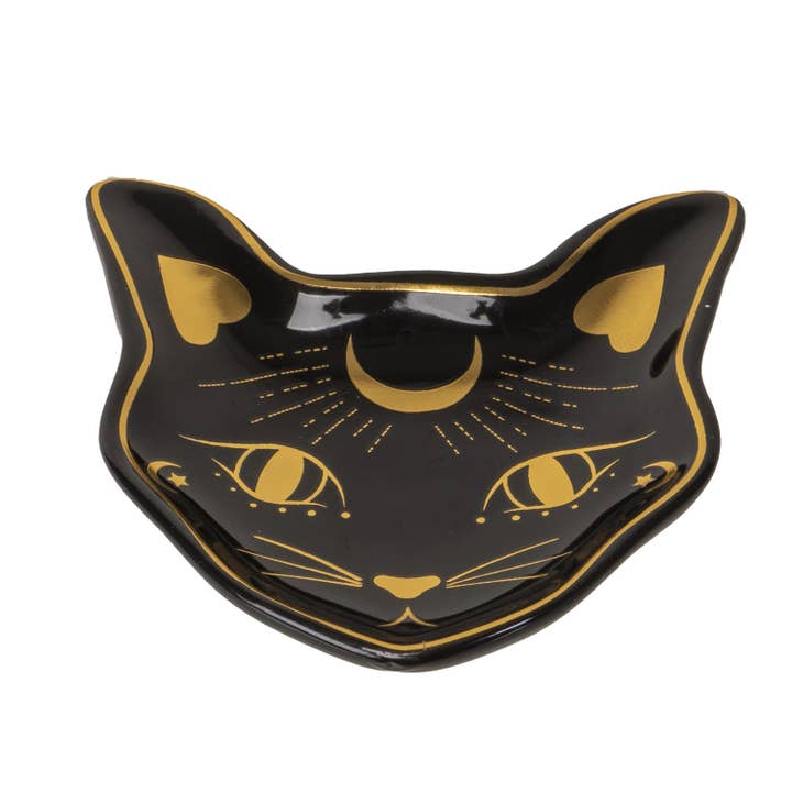 Black Cat Celestial Ceramic Trinket Dish