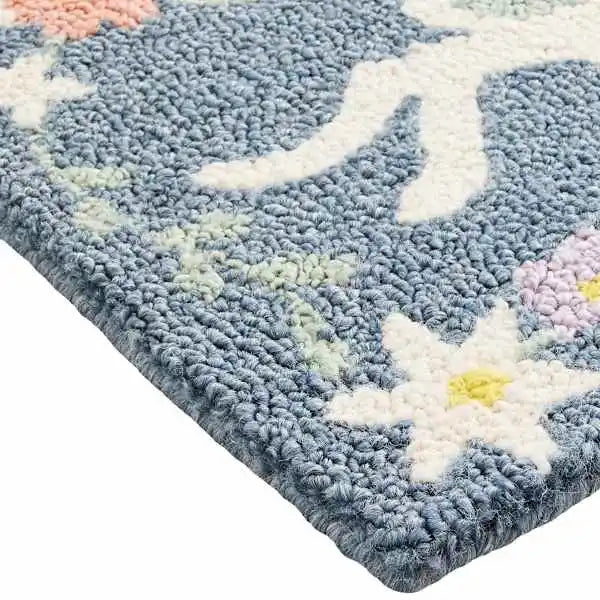 Floral Garden Running Bunny Area Rug