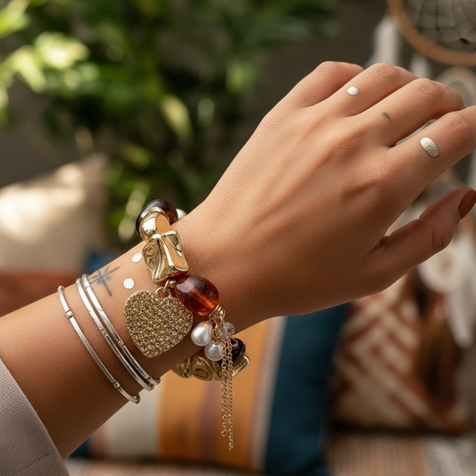 Have a Heart Pebble Stone Stretch Bracelet
