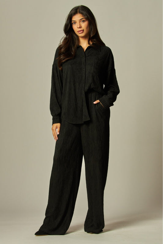 WELCOME THE WEEKEND LOUNGE PANTS SET IN BLACK