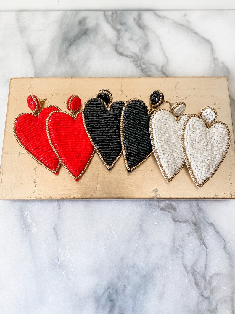 Have A Heart Black Sparkle Beaded Heart Earrings