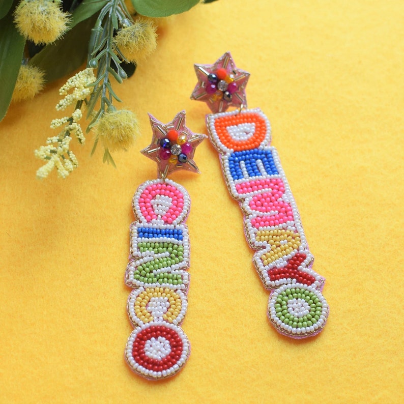 Mexican Festival Cinco De Mayo Beaded Gem Earrings