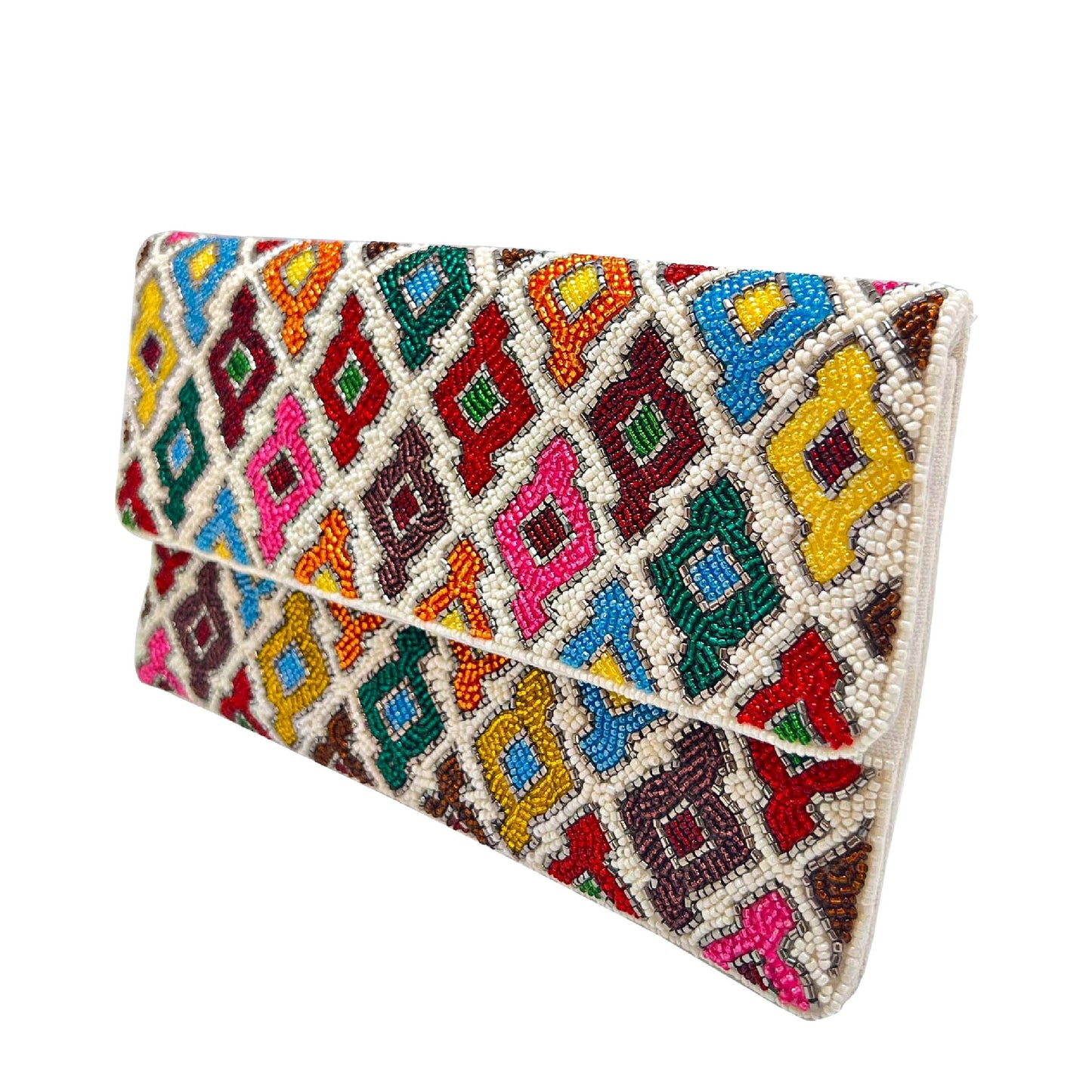 Modern Marrakesh Bohemian Seed Beaded Clutch Bag Crossbody Handbag