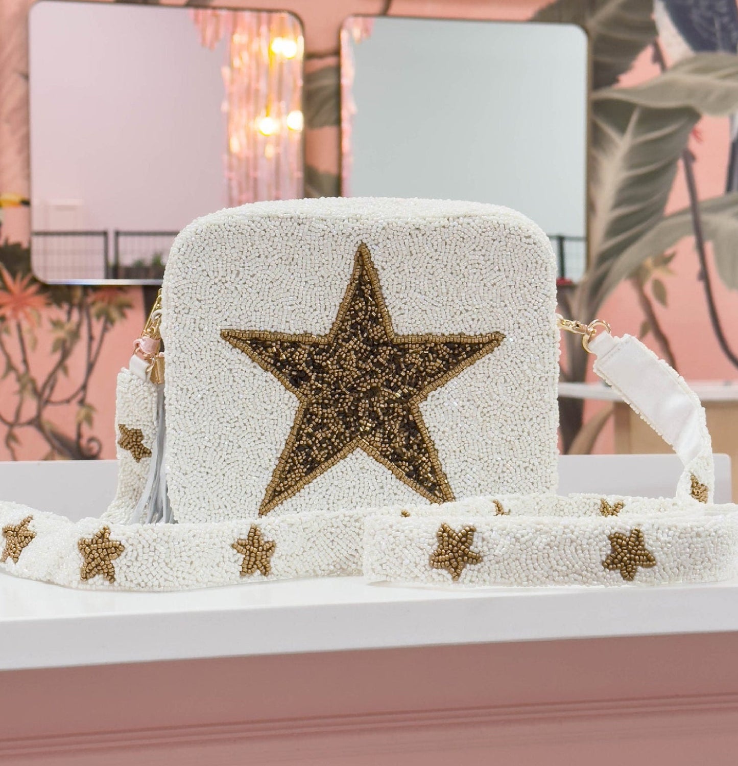 Superstar Beaded Box Bag Handbag with Bead Star Strap