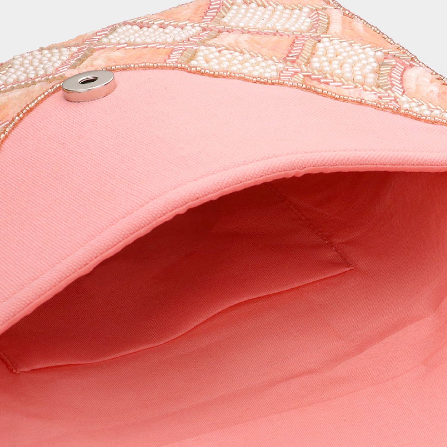 Make Me Blush Pink Beaded Crossbody Clutch Handbag