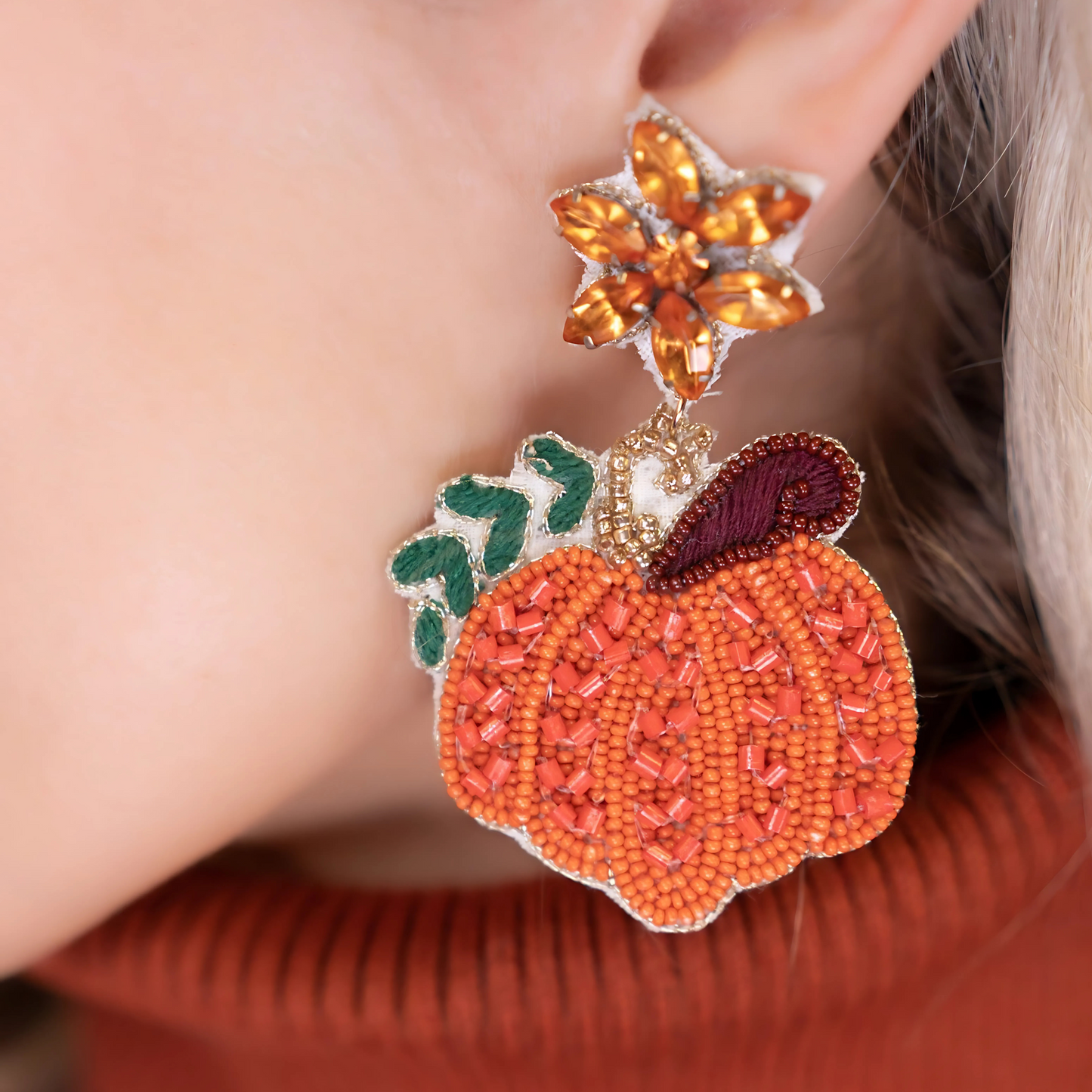 Pumpkin Spice Season Fall Theme Beaded Earrings