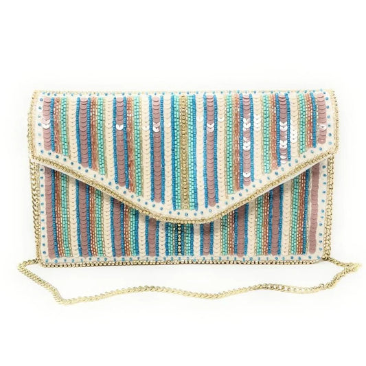Mermaids Make Waves Beaded Crossbody Clutch