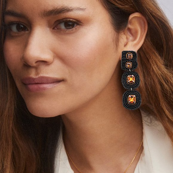 Halloween BOO Party Crystal Embellished Seed Beaded Earrings
