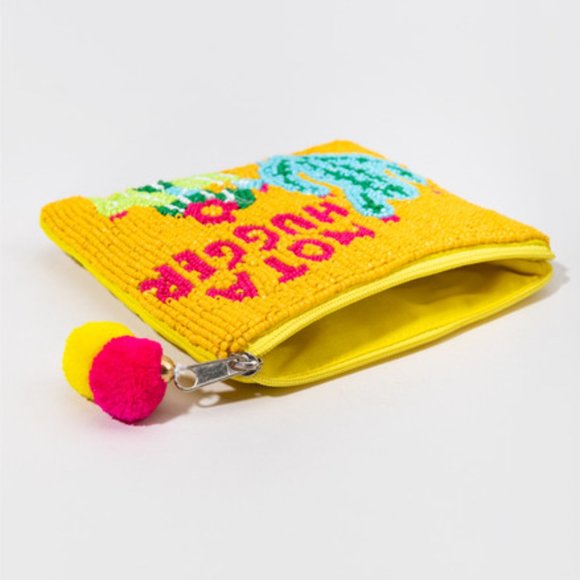 Not A Hugger Autism Awareness Beaded Storage Coin Pouch