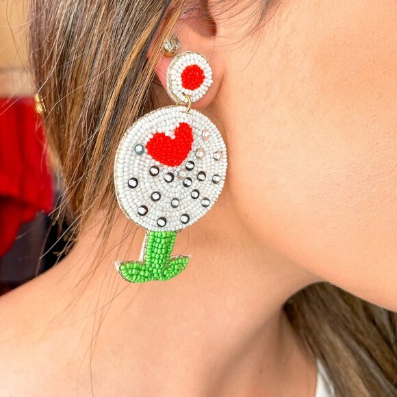 Golf Lovers Ball and Tee Beaded Earrings