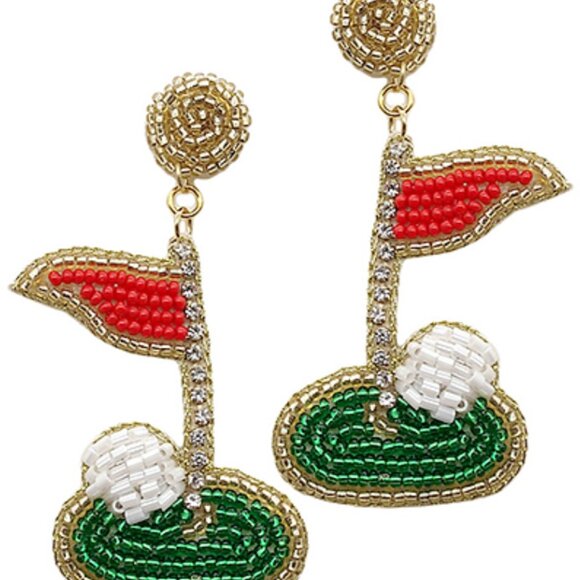 Golf Players Hole In One Beaded Earrings