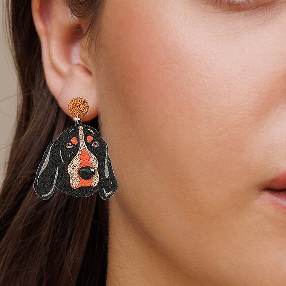 Tennessee Vols Smokey Dog Hound Sparkle Football Earrings