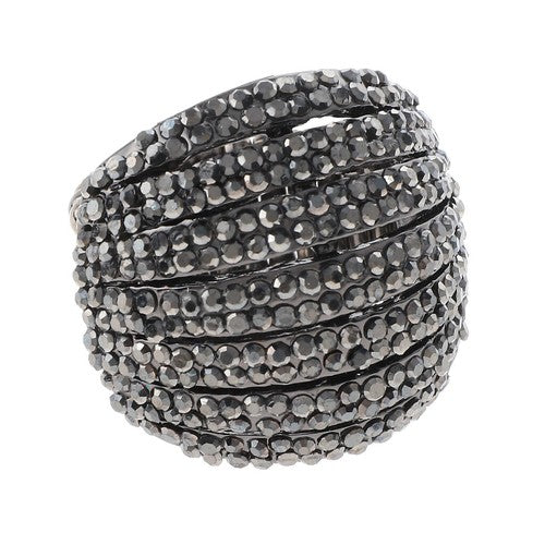 7 Rows of Sparkle Black Crystal Ring