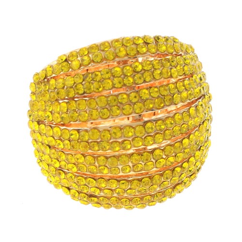 7 Rows of Sparkle Yellow Crystal Ring