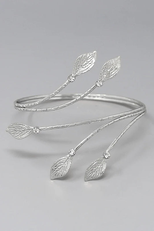 Leaf Silver Arm Cuff Bracelet