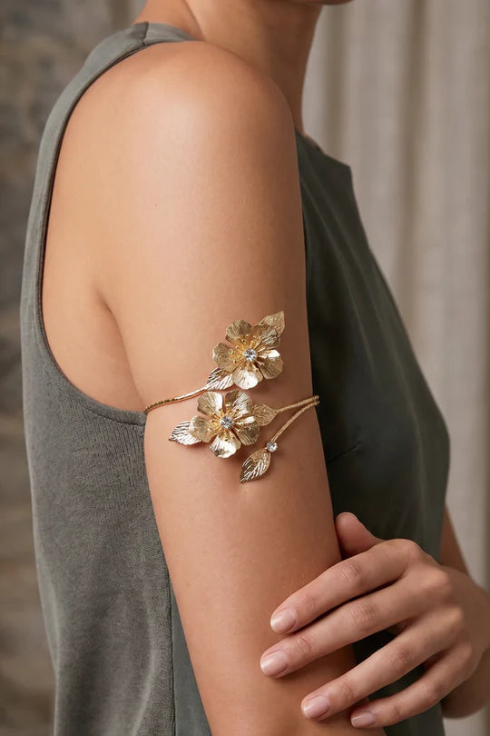 Flower Garden Gold Arm Cuff Bracelet