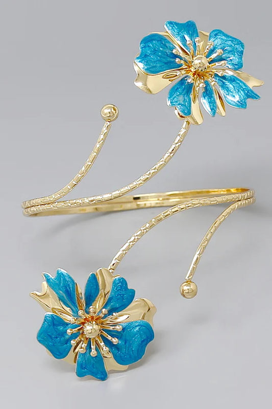 Bluebells Floral Gold Arm Cuff Bracelet