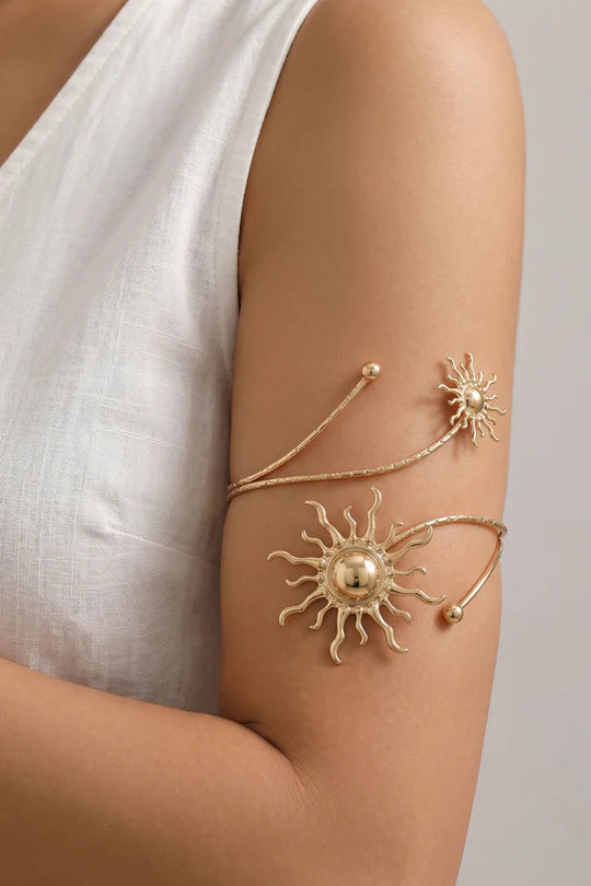 Rising Sun Gold Arm Cuff Bracelet